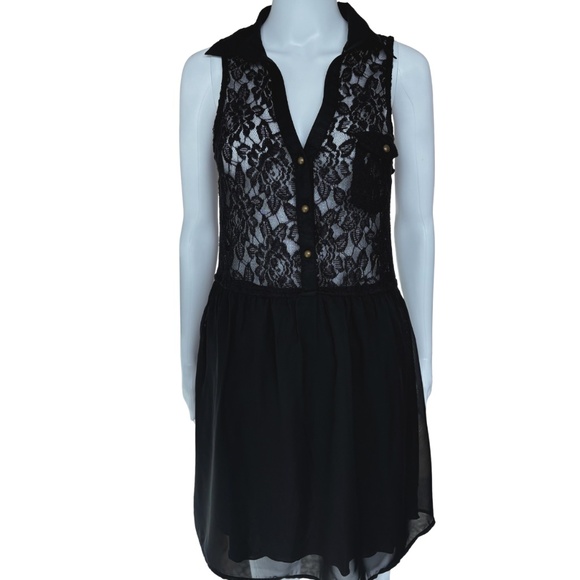 Speechless Black Lace Sheer Dress Size L - Picture 1 of 5